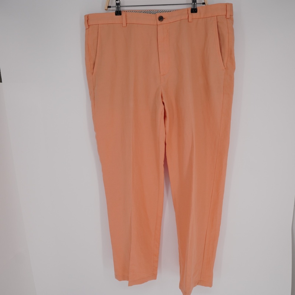 Brooks Brothers Baird McNutt Linen Pants Men 40 Clark Melon Orange Resort Preppy - Picture 12 of 13